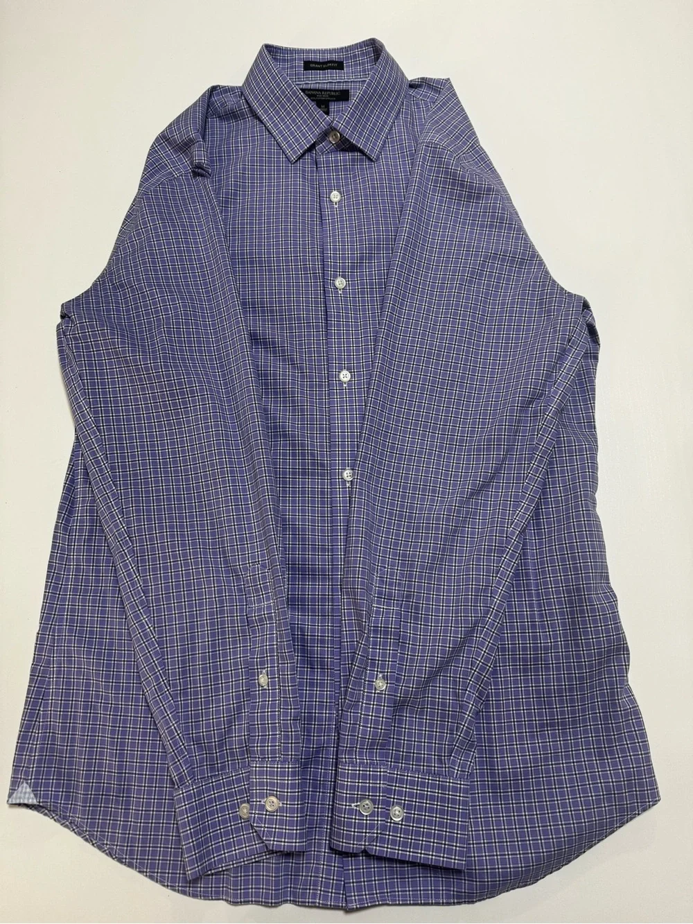 Banana Republic men’s cotton Purple Check Dress Shirt, M